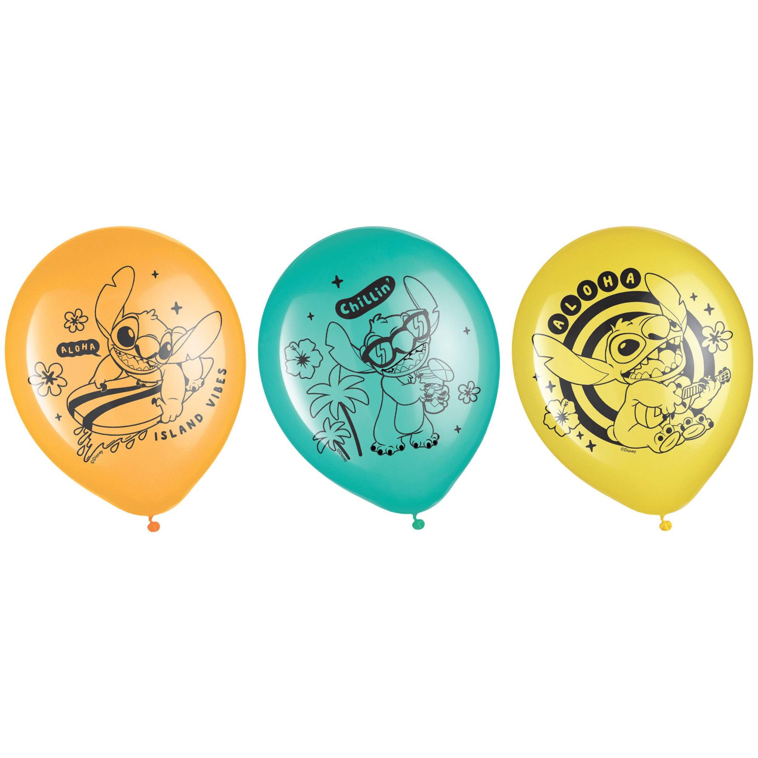 Ballons en latex ronds Stitch, 12 po, paq. 6, pour fête d'anniversaire Front_Flat