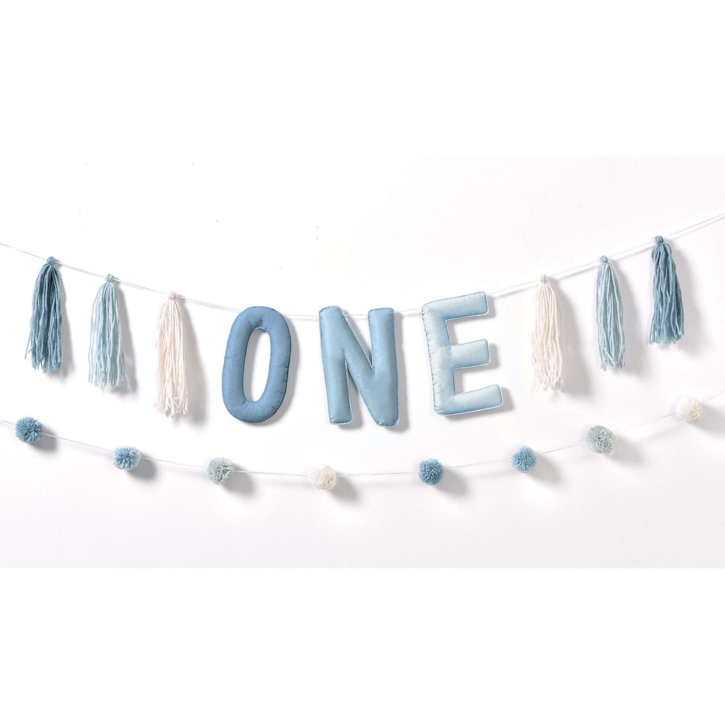 Banderole à pompon en feutre en peluche 1er anniversaire, décoration suspendue pour fête d'anniversaire Front_Flat