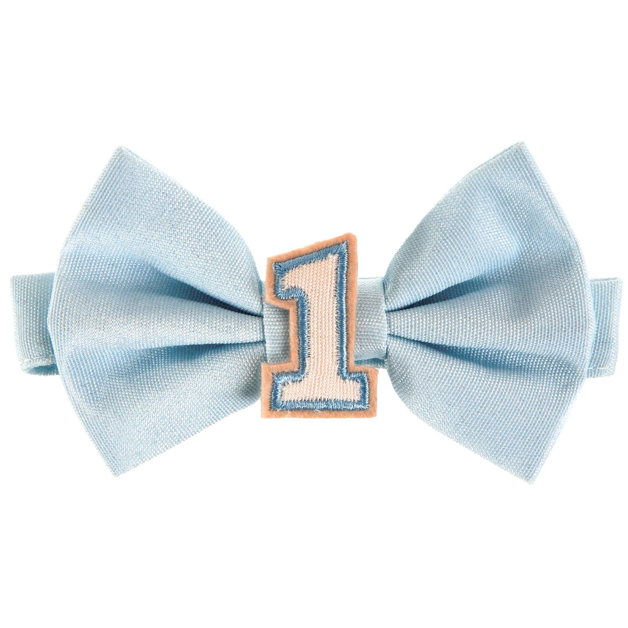 1st Birthday Adjustable Bowtie, One Size, Blue, Wearable Costume Accessory for Birthday Party Front_Flat