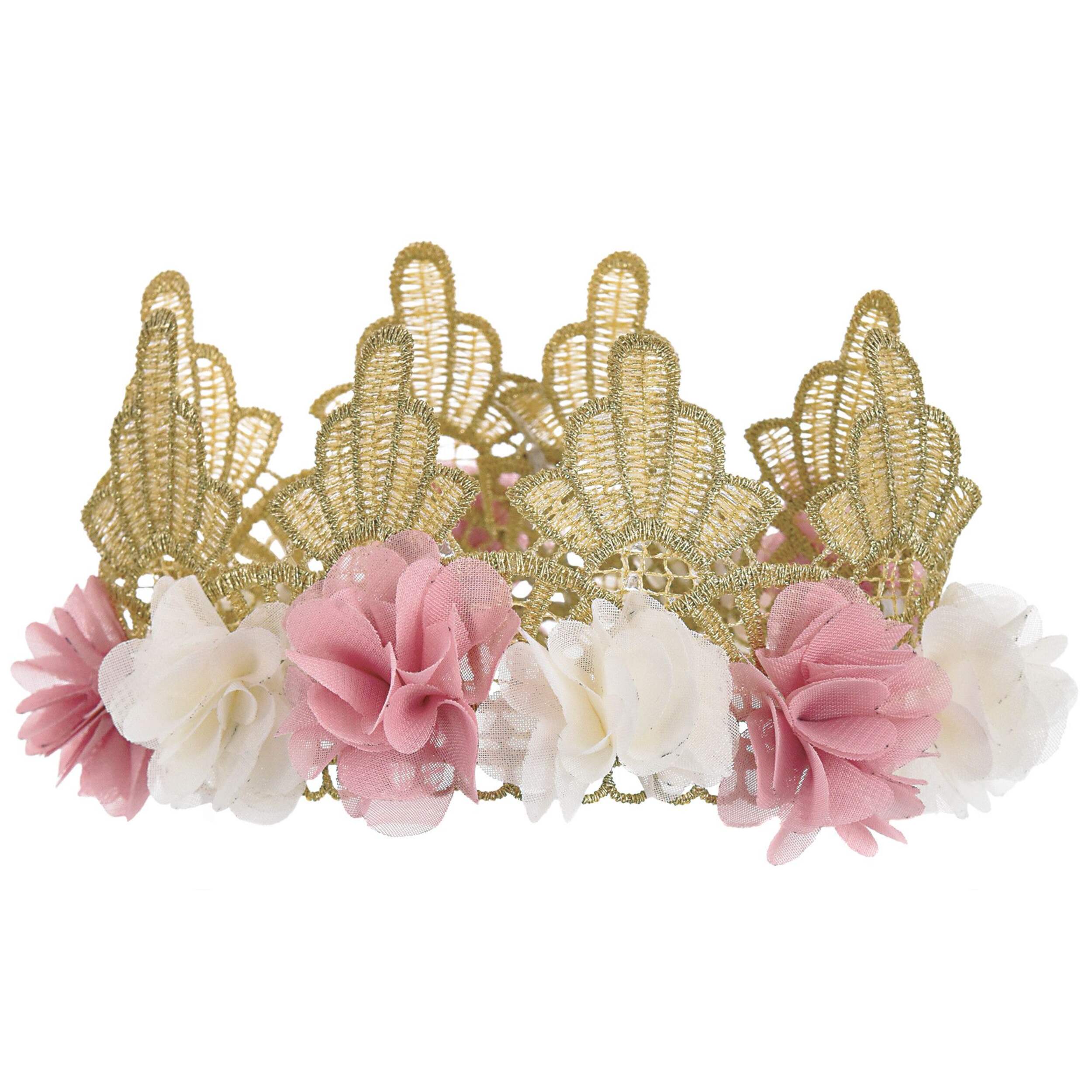 1st Birthday Tulle Crown Headpiece, One Size, Pink, Wearable Costume Accessory for Birthday Party Front_Flat