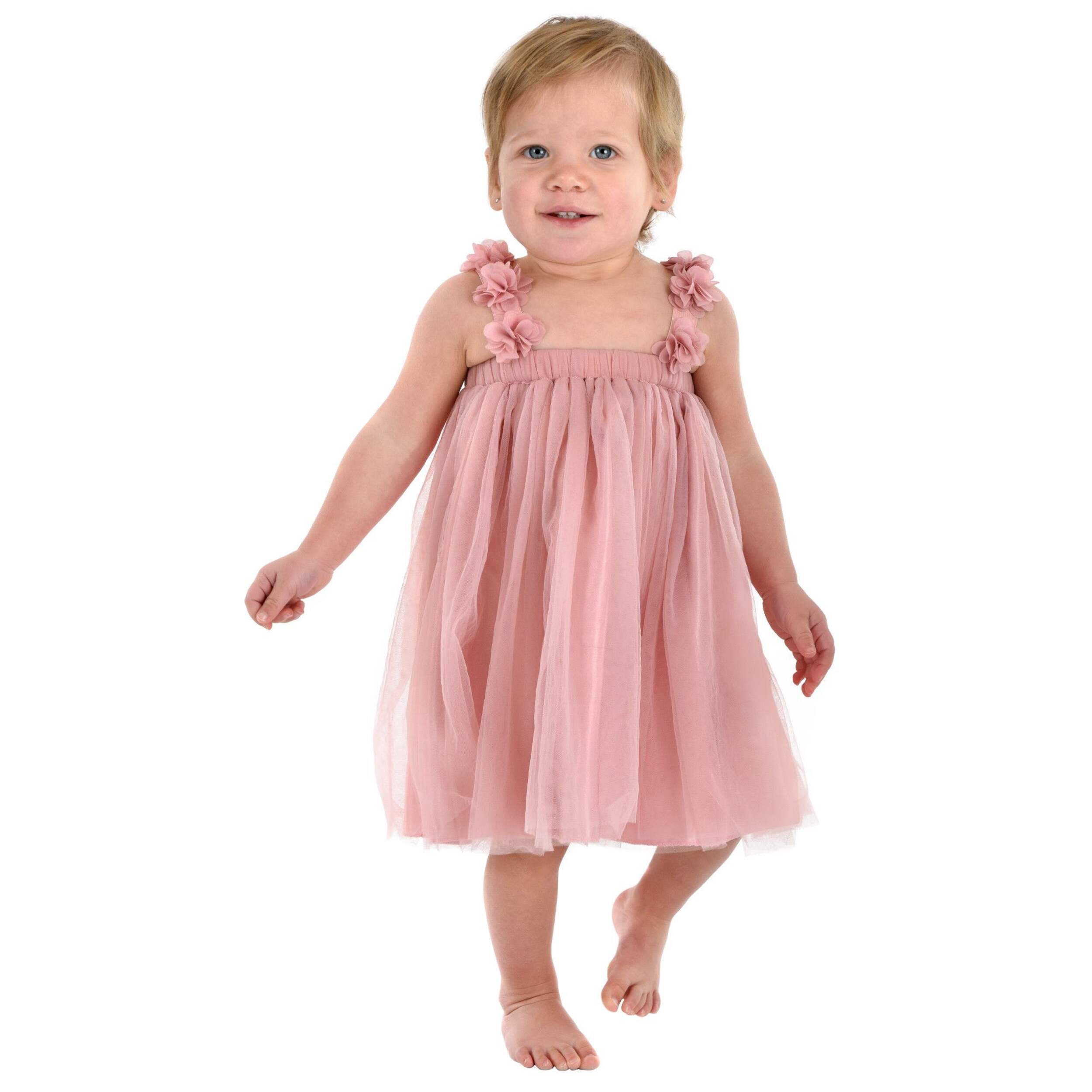 1st Birthday Deluxe Tulle Dress, One Size, Pink, Wearable Costume Accessory for Birthday Party Front_Flat