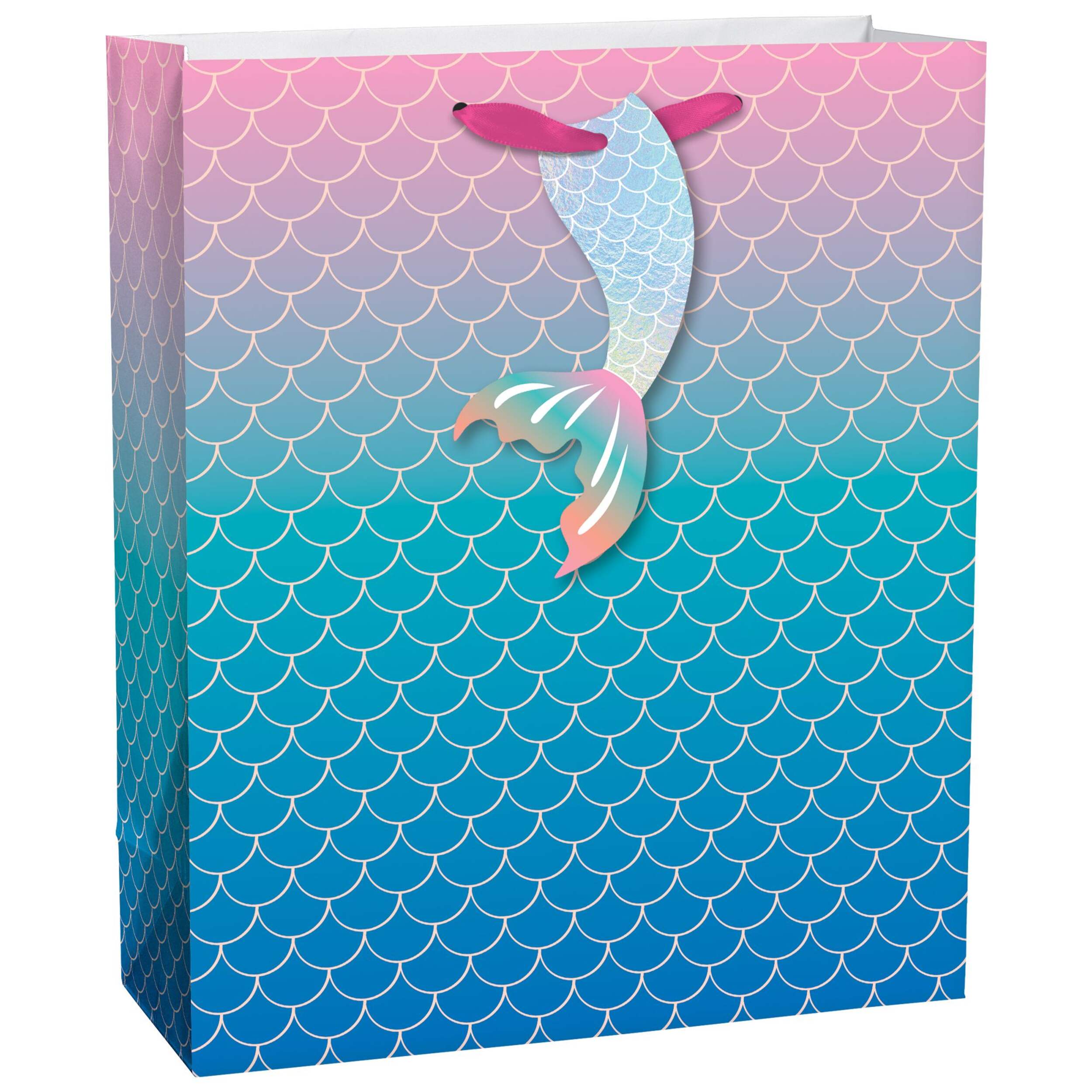 Mermaid Scale Birthday Gift Bag, Large Front_Angled_Right