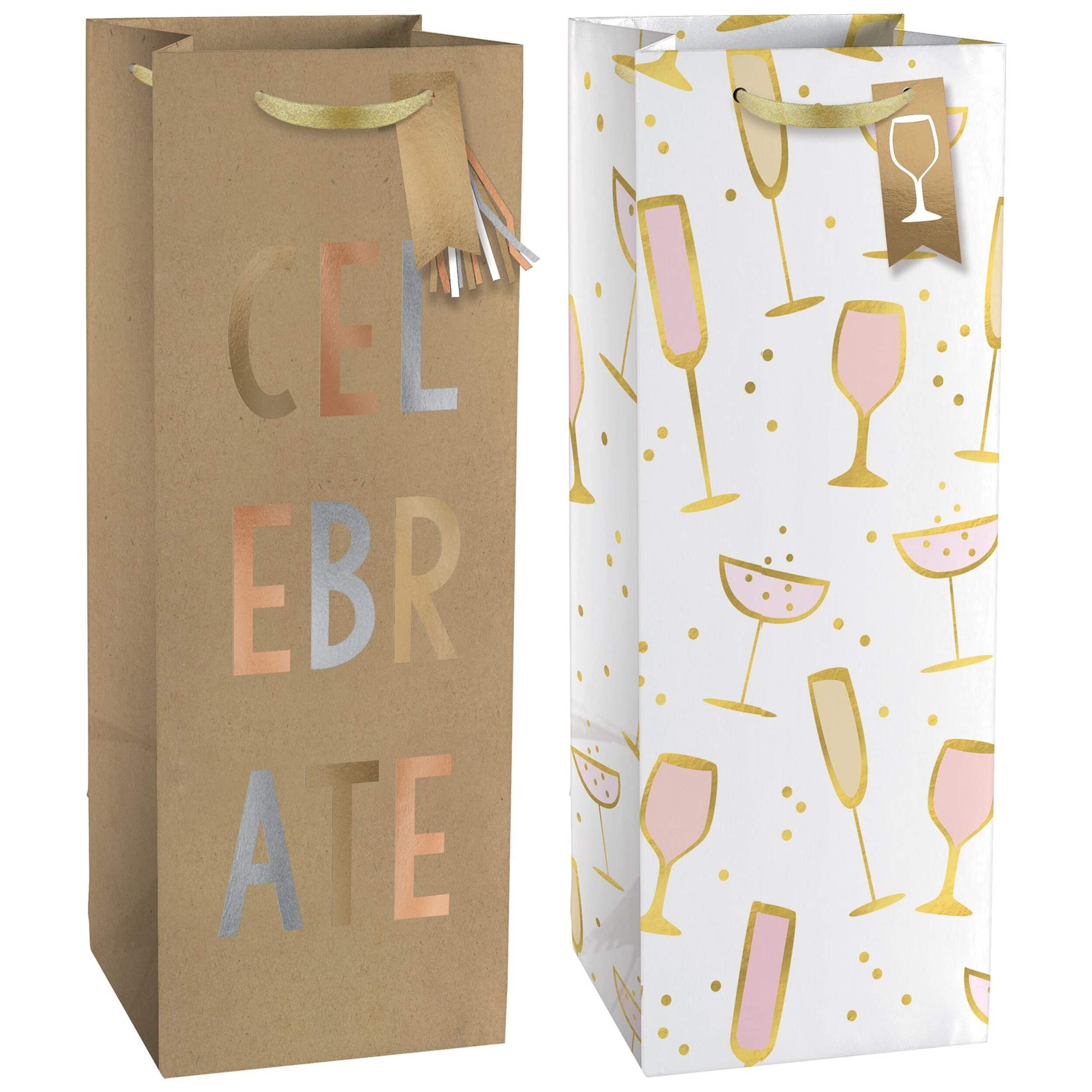 Sac-cadeau pour bouteille de vin Celebrate, paq. 2 Front_Angled_Right