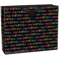 Black Rainbow Birthday Gift Bag, Large Front_Angled_Right
