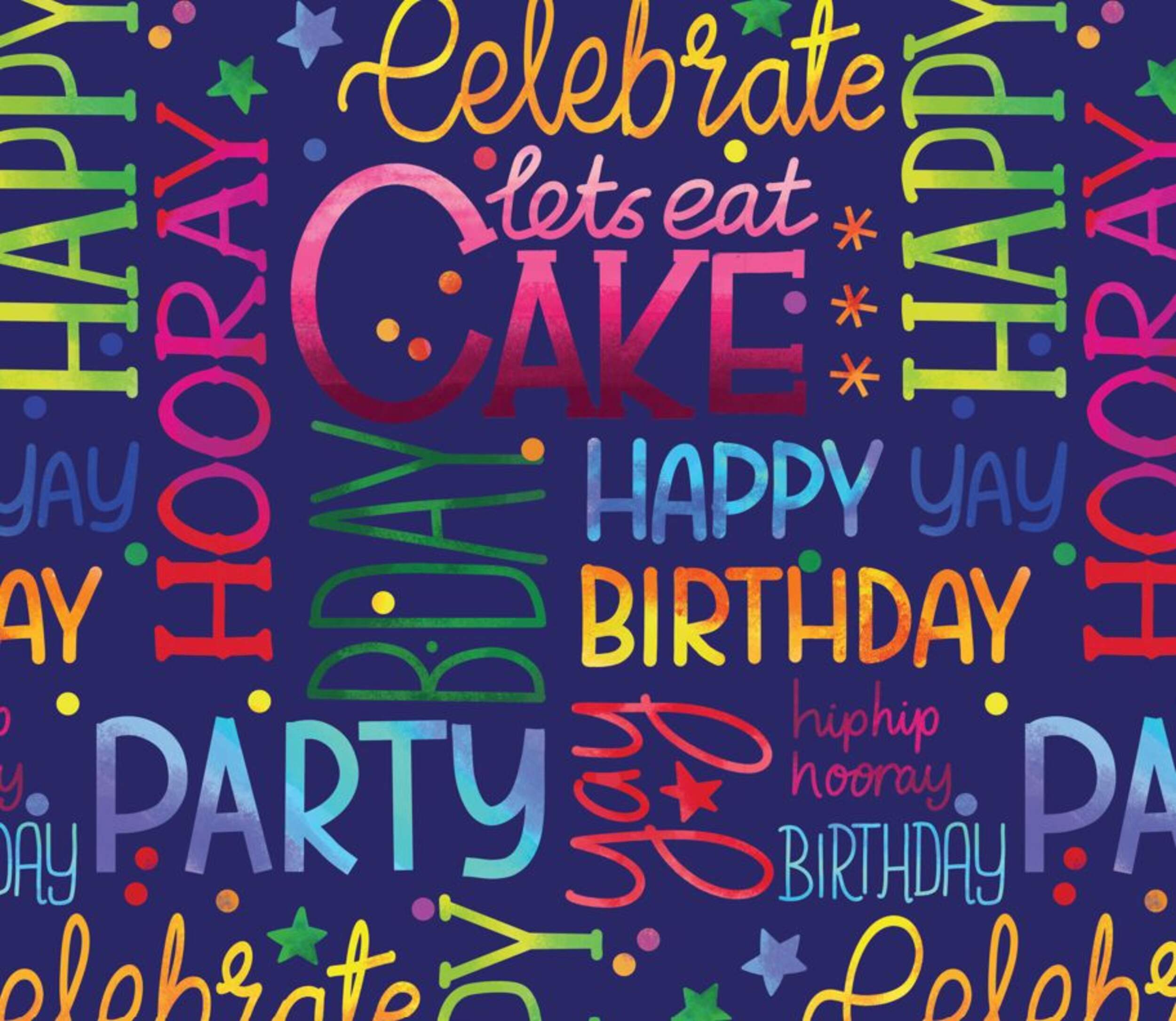 Blue Happy Birthday Wrapping Paper Roll, 16-ft CloseUp