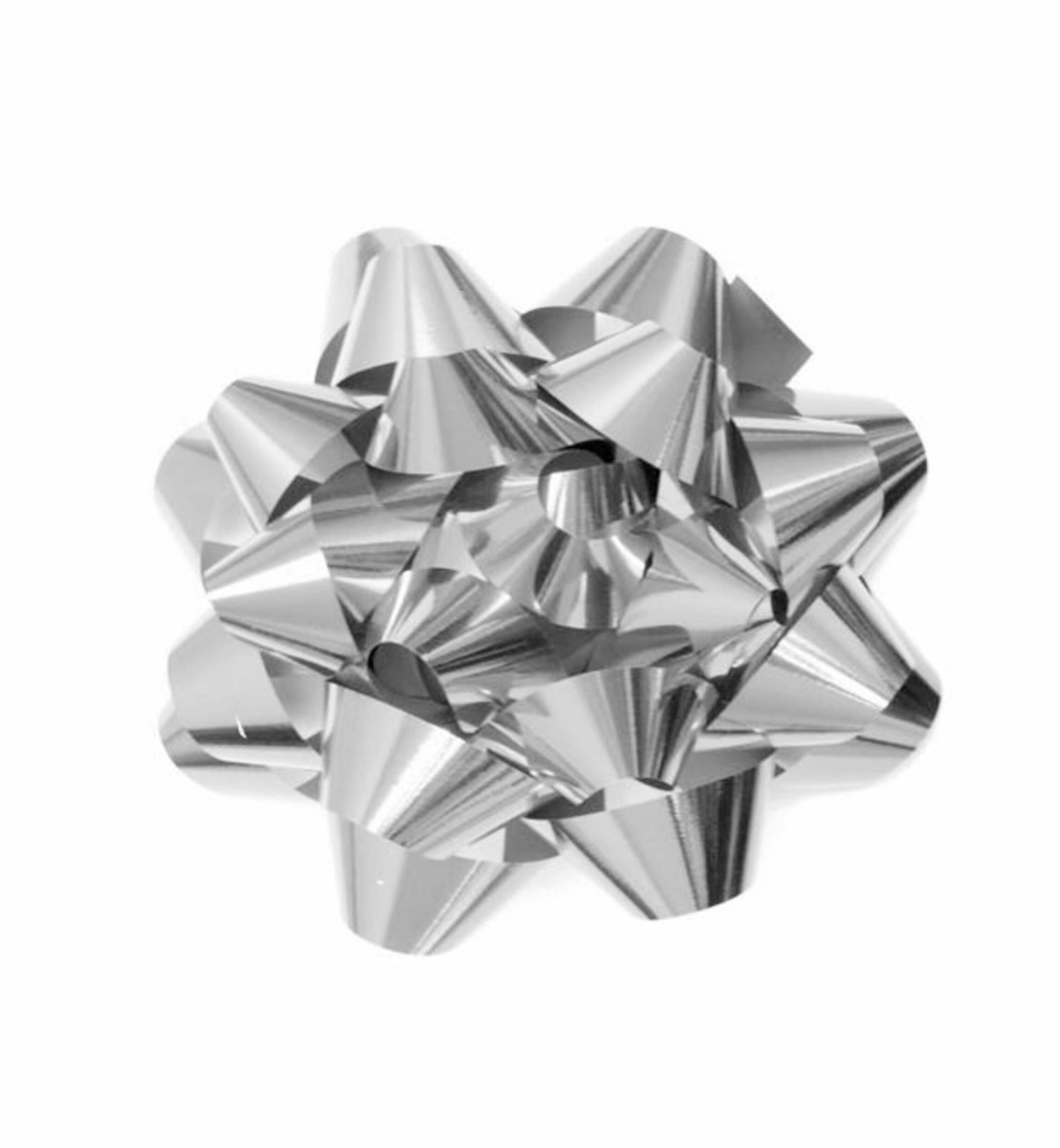Silver Bow, 9-Inch Self Adhesive Bow Overhead_Flat