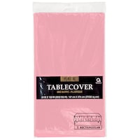 Rectangle Plastic Reusable Table Cover, Blue, 54x108-in, for Baby Shower/Hanukkah/Birthday Party Front_Flat