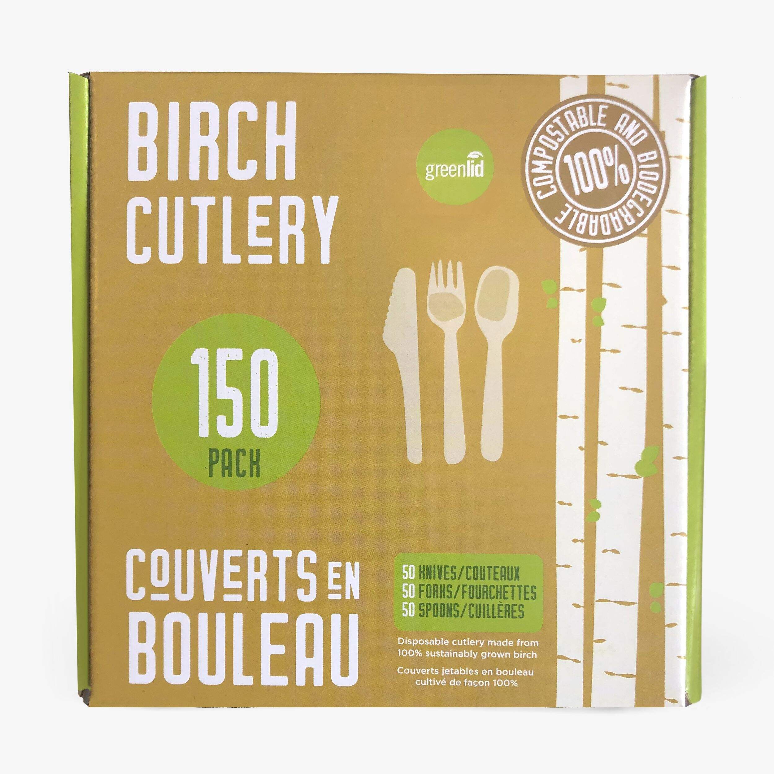 Sustainable Assorted Birch Cutlery, 150-pc Front_Flat