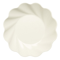 Scalloped Round Bamboo Fiber Eco Dessert Plates, White, 8-in, 8-pk, for Birthday/Baby Shower/New Year's Eve/Wedding