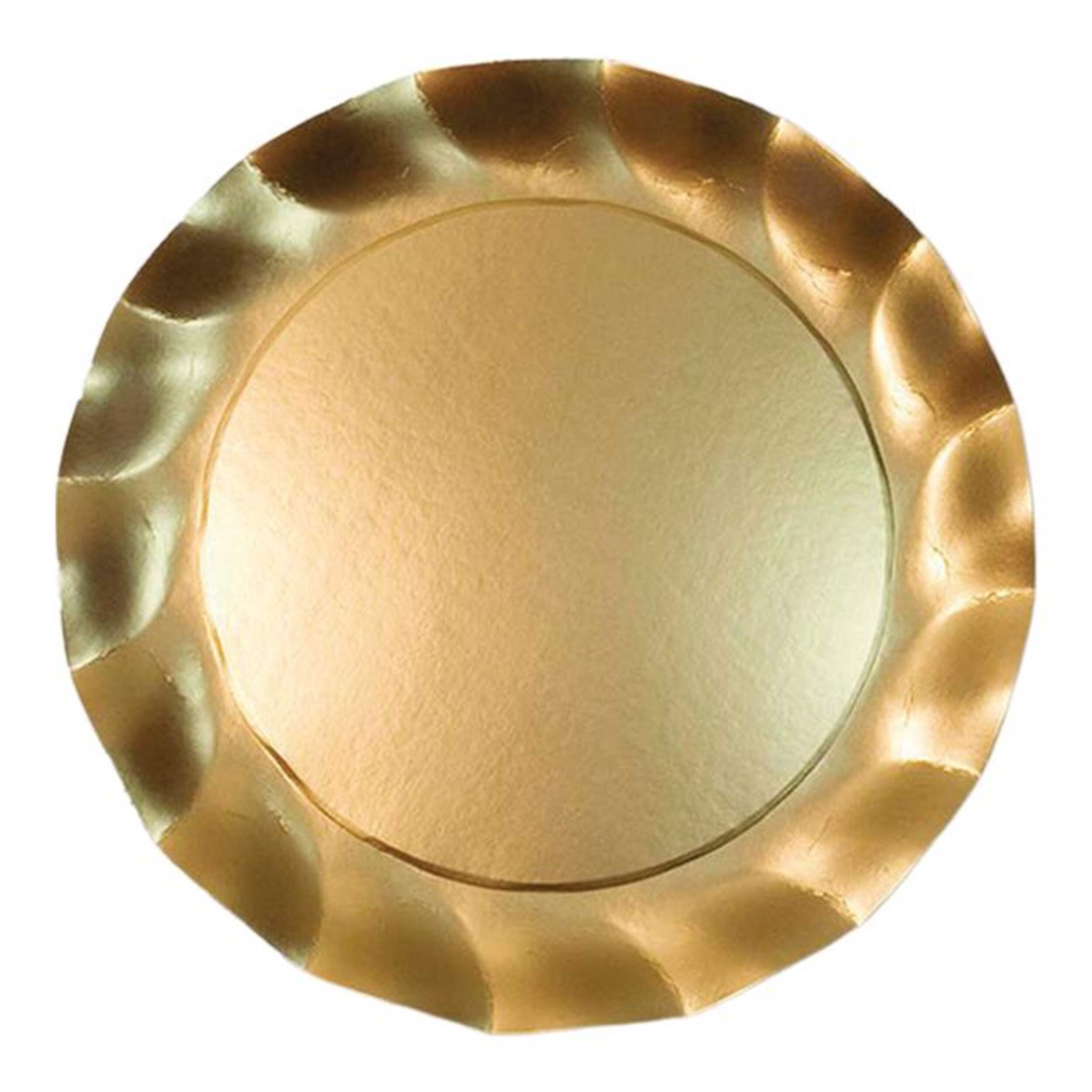Sophistiplate Round Paper Disposable Charger Plates, Gold, 12-in, 8-pk, for Christmas/New Year's Eve/Engagement Overhead_Flat
