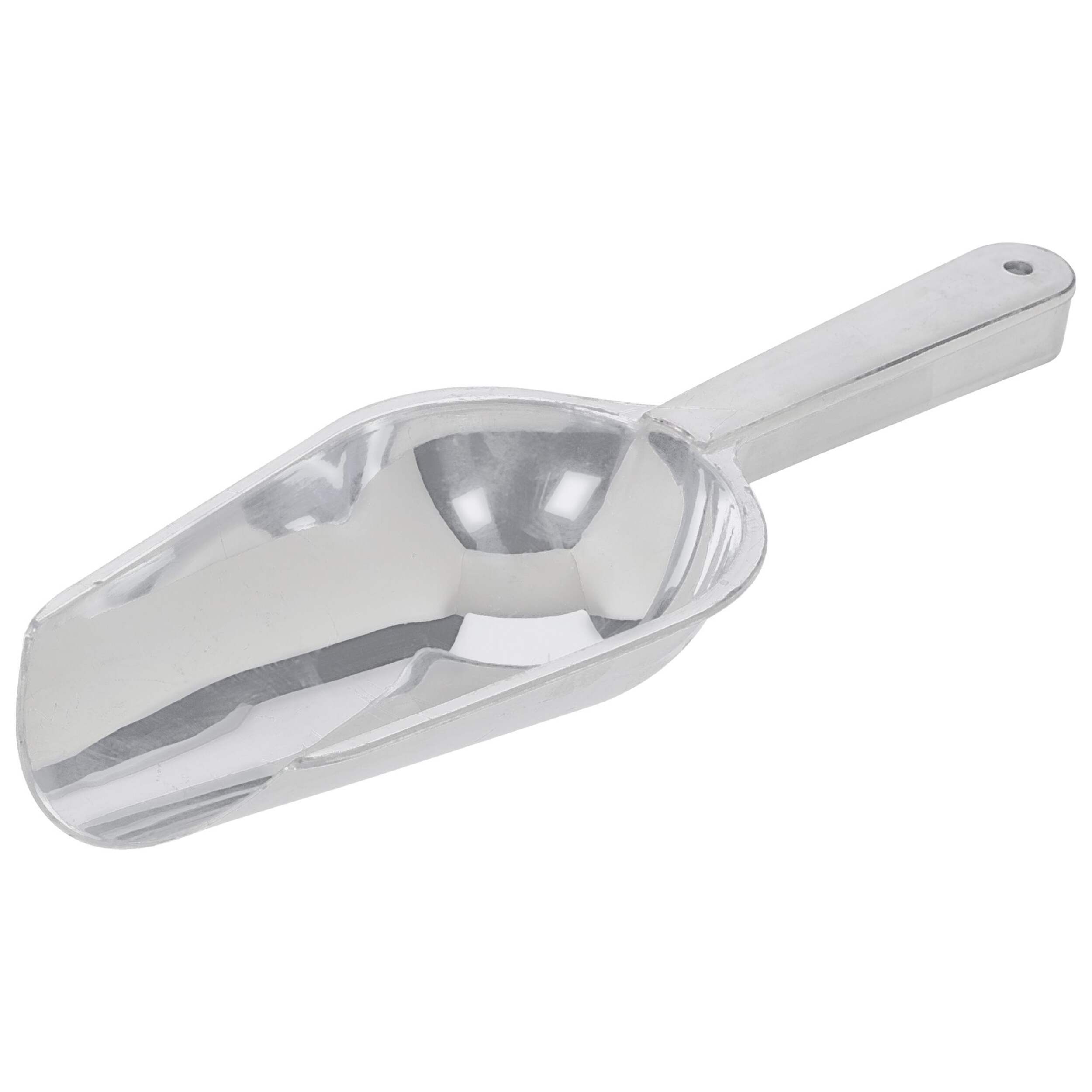 Plastic Scoop, Silver, 9-Inch Front_Three_Fourths_Angled_Left