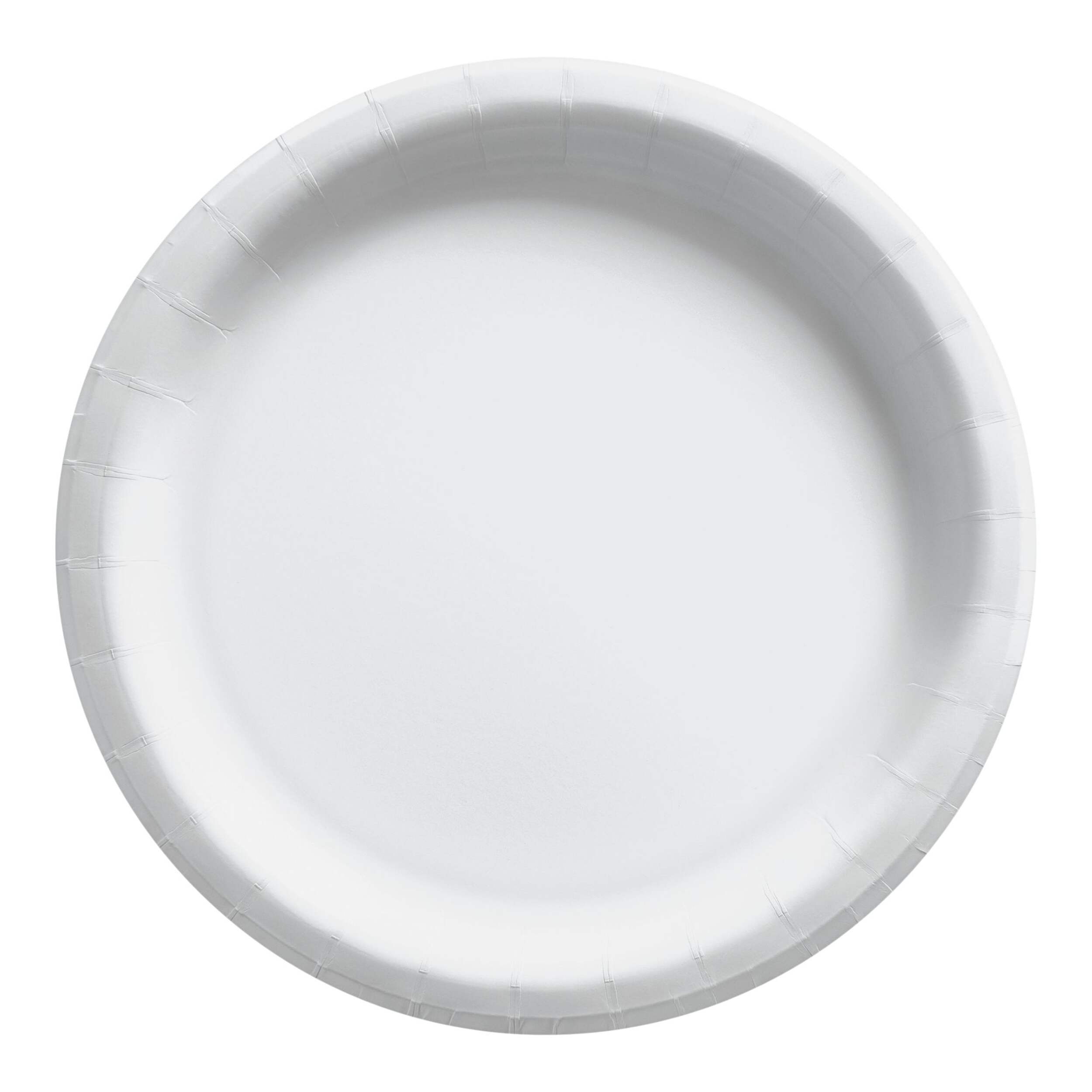 Assiettes en papier, blanc, 8,5 po, paq. 150 Front_Flat