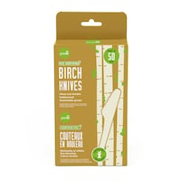 Greenlid Birch Eco Knives, Brown, 6.8-in, 50-pk, for Christmas/Thanksgiving/New Year's Eve/Birthday Party
