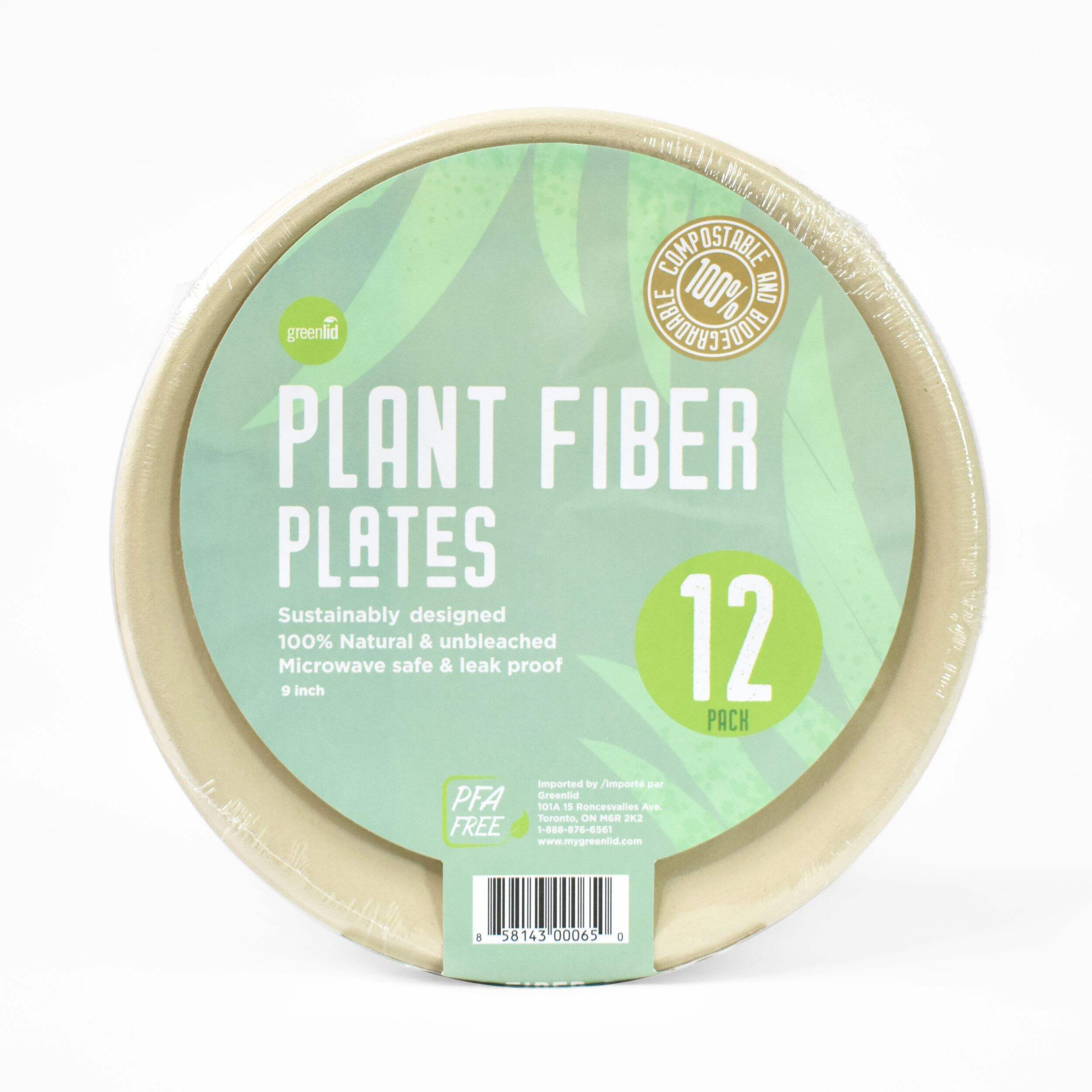 Greenlid Round Plant Fibre Eco-Friendly Lunch Plates, Brown, 9-in, 12-pk, for Christmas/Thanksgiving/New Year's Eve/Birthday Party Overhead_Flat