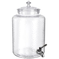 Hammered Plastic Reusable Beverage Dispenser, Clear, 7.57-L, for Christmas/Thanksgiving/New Year's Eve/Summer/Birthday Party