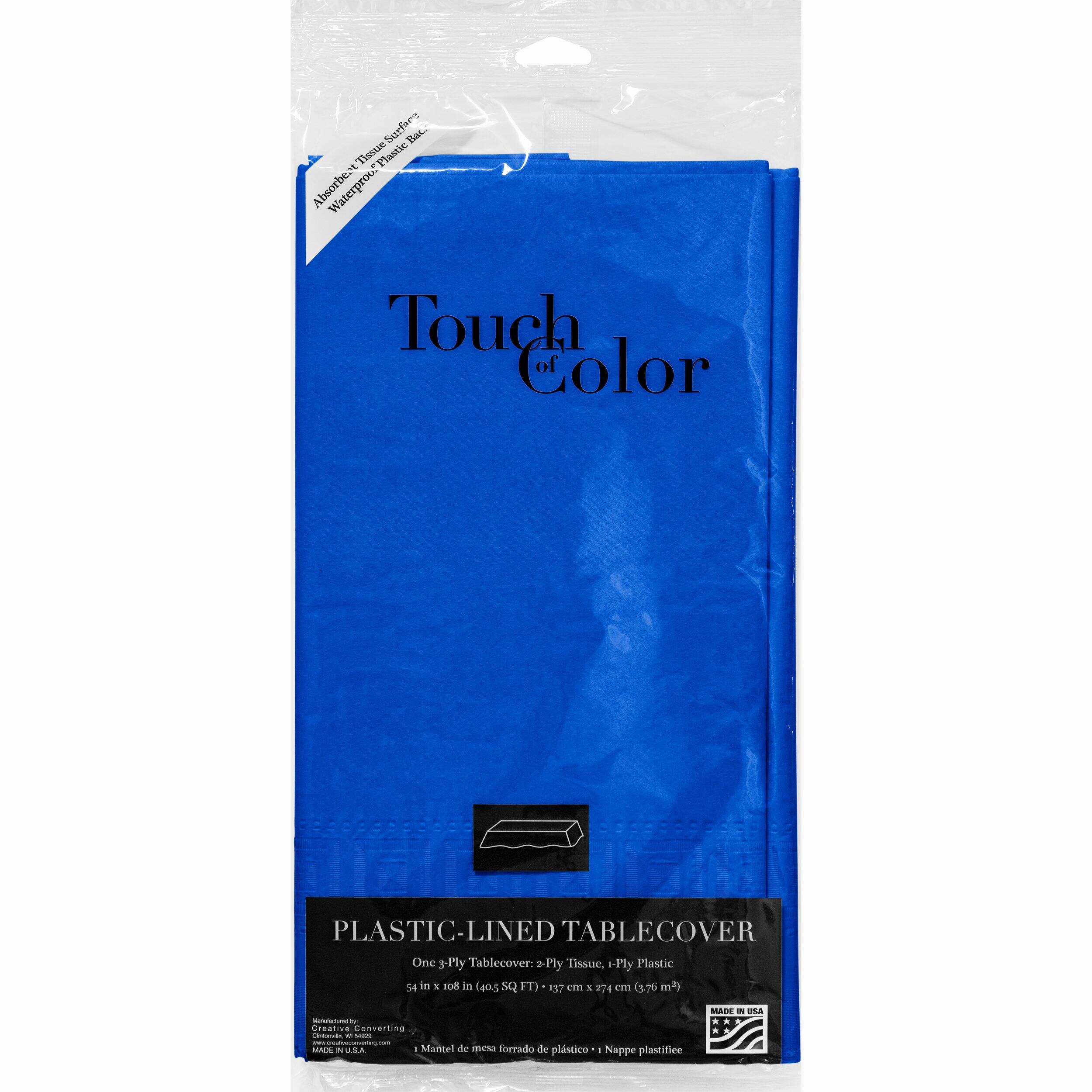 Rectangle Paper Disposable Table Cover, Cobalt Blue, 54x108-in, for Baby Shower/Hanukkah/Birthday Party, Paper Table Cover for Parties Front_Flat