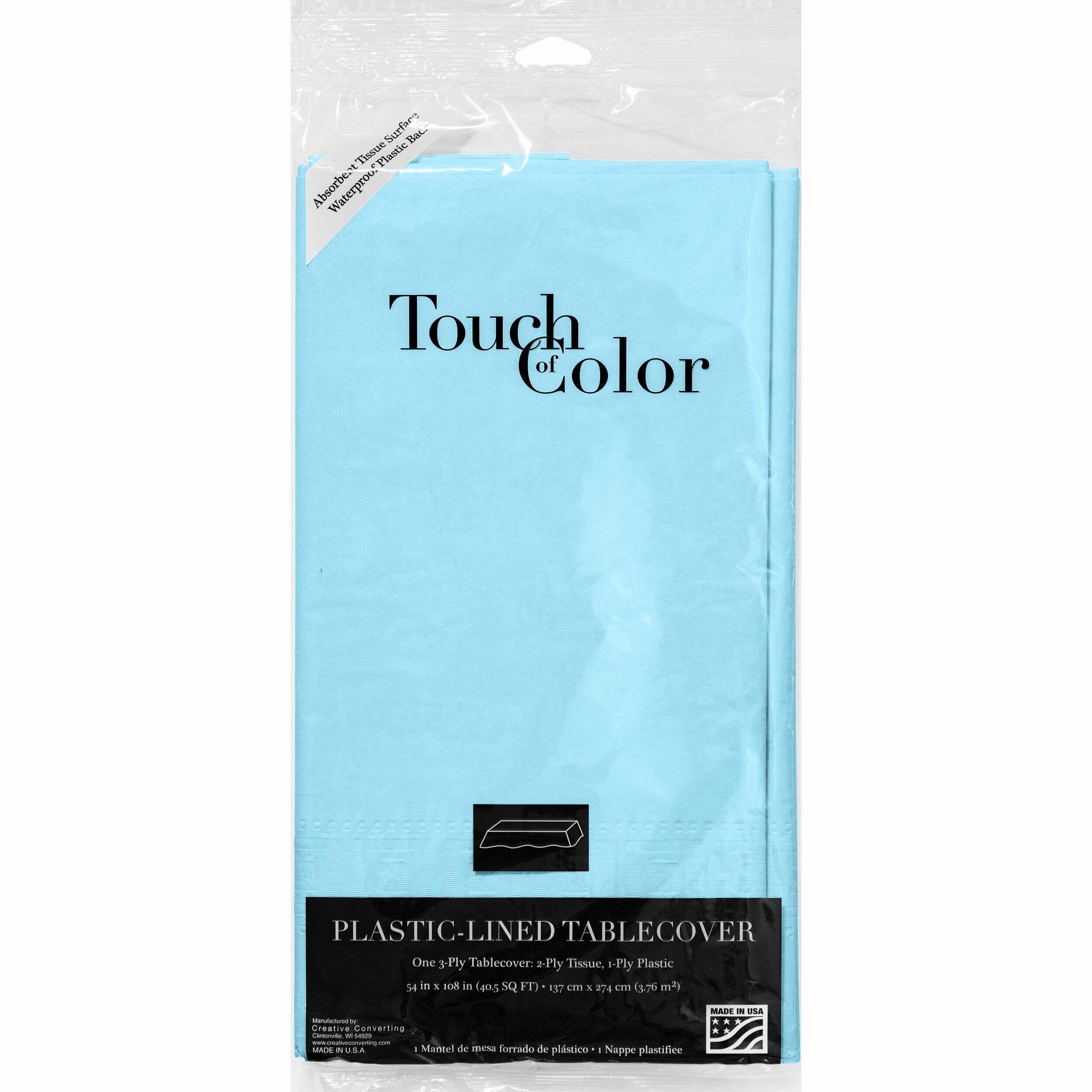 Rectangle Blue Disposable Table Cover, Paper, 54x108-in, for Baby Shower/Hanukkah/Birthday Party Front_Flat