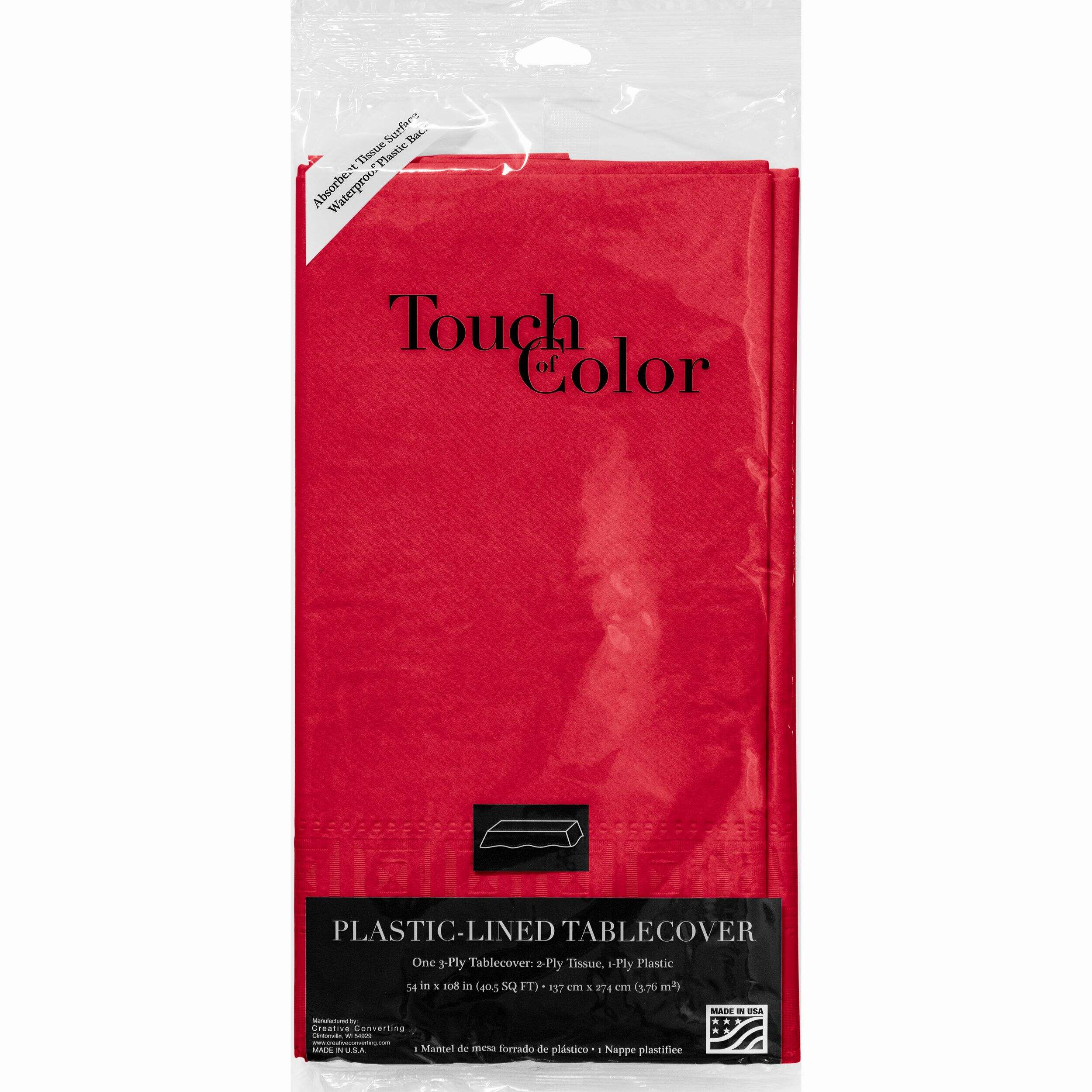 Rectangle Red Paper Disposable Table Cover, 54x108-in, for Christmas/Valentine's Day/Graduation Front_Flat