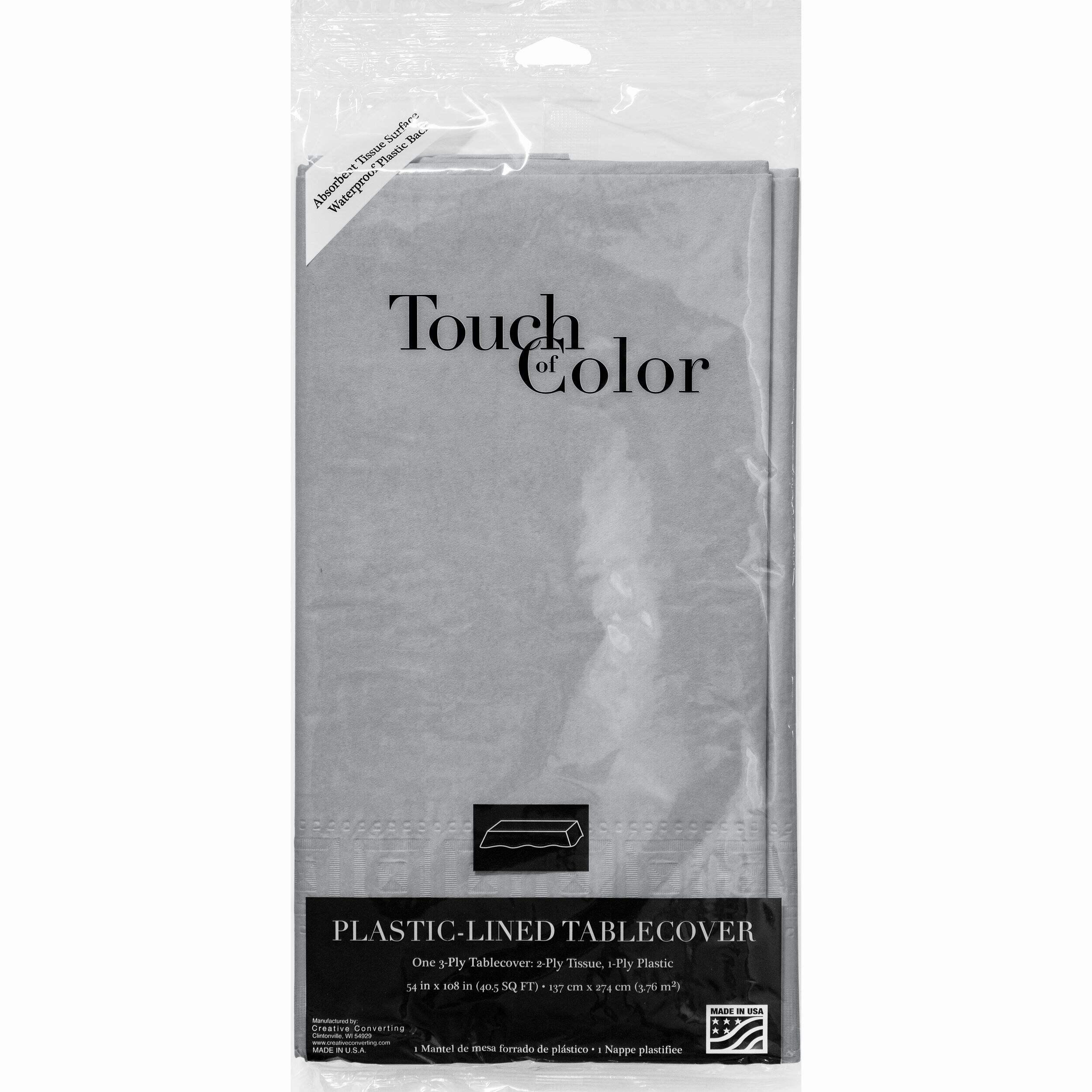 Nappe en papier, argent scintillant, 54 x 108 po Front_Flat