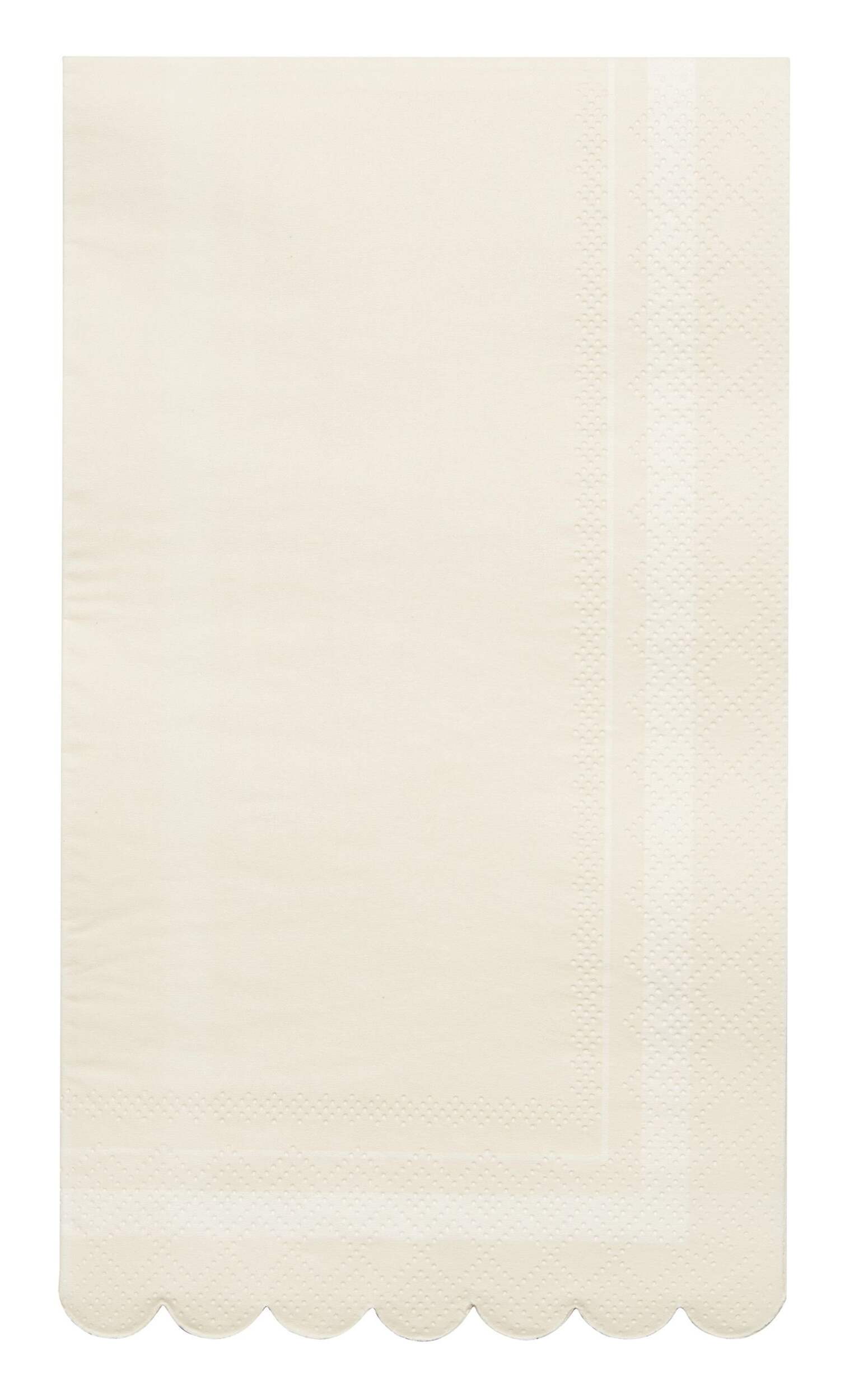 Sophistiplate Scalloped Rectangle Paper Disposable Guest Towel Napkins, Cream, 8-in, 20-pk, 2-ply, for Christmas/Thanksgiving/New Year's Eve/Birthday Overhead_Flat