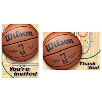 Invitations de fête et cartes de remerciement de basketball Wilson NBA, 6 x 4 po, paq. 8