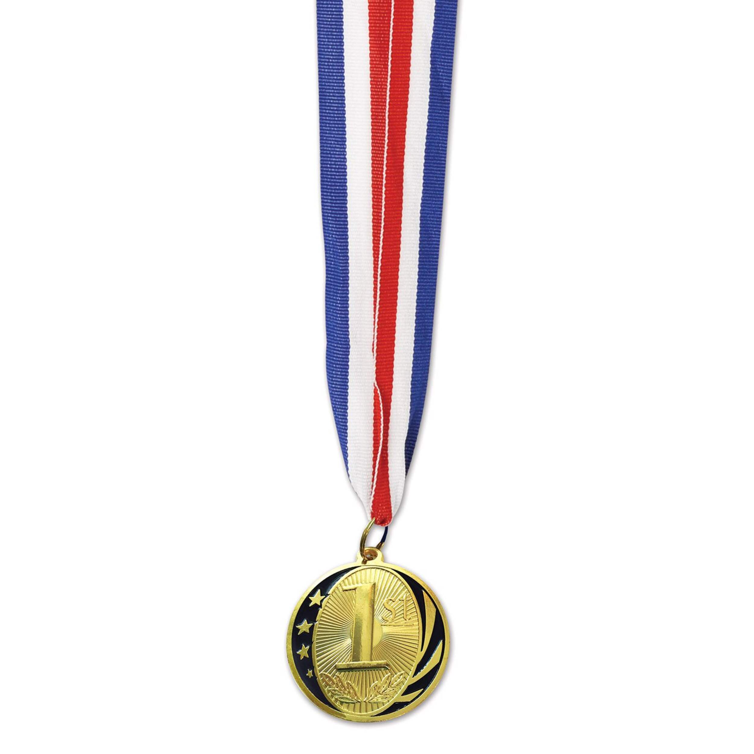 1st Place Award Medal with Ribbon, One Size, Wearable Accessory for Sports/Party/School Front_Flat