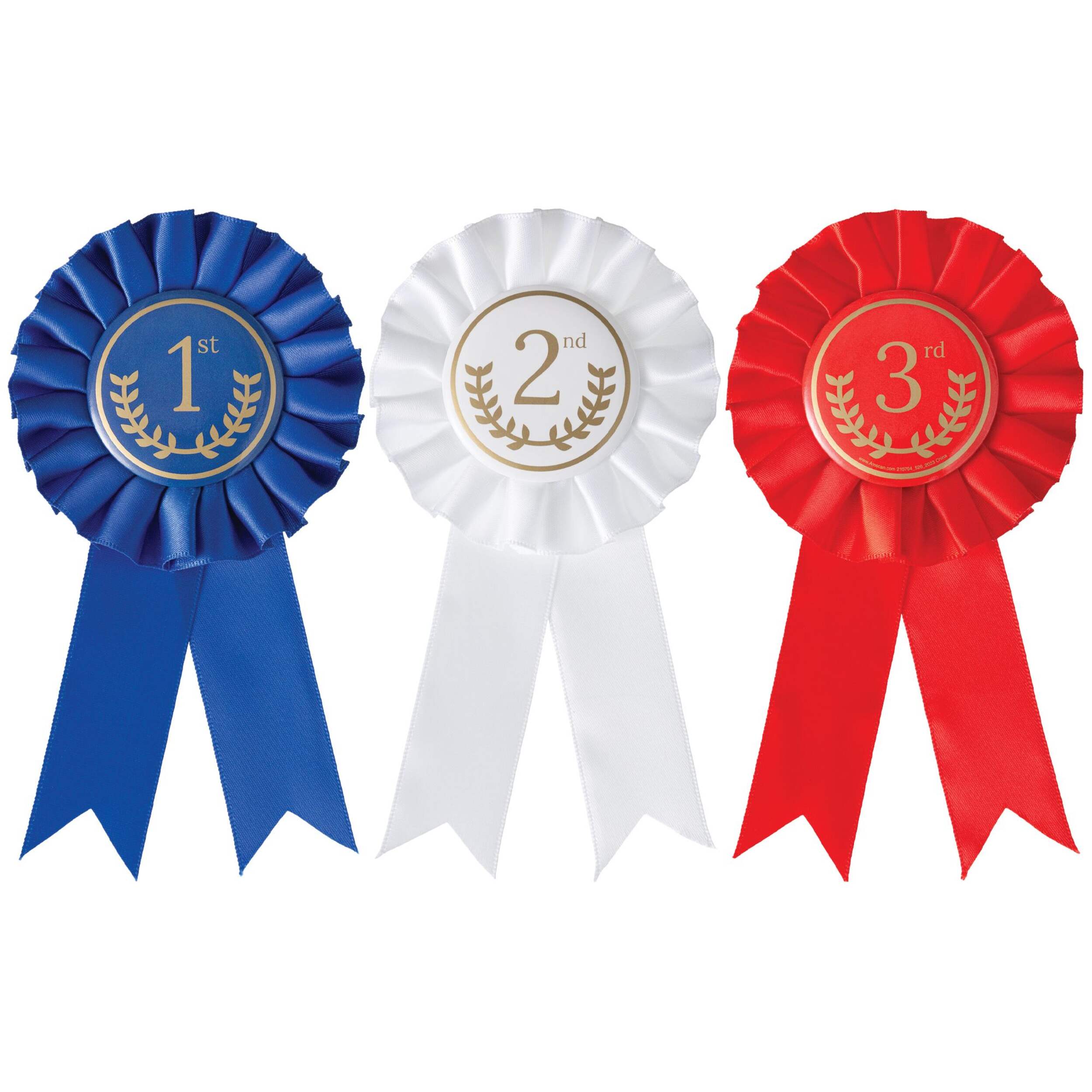 Award Ribbons, Assorted, One Size, 3-pk, Wearable Accessory for Sports Front_Flat