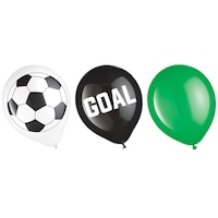 Soccer Fan Latex Balloons, Green/White, 6-pk, for Soccer Birthday Party Front_Flat