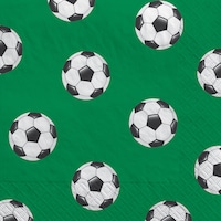 Soccer Paper Disposable Beverage Napkins, Black/Green/White, 7-in, 40-pk, for Birthday/Sports Party Front_Flat