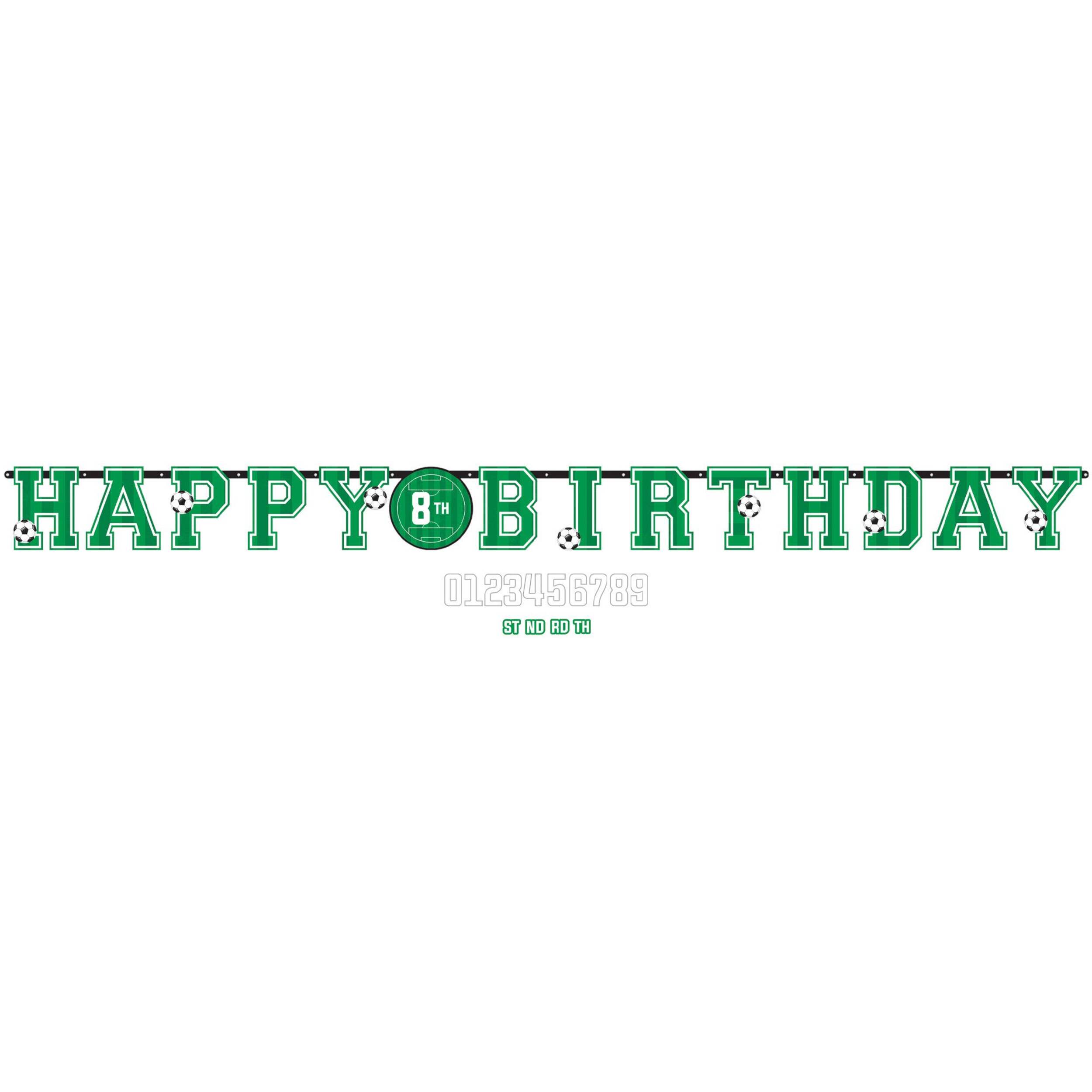 Jumbo Reusable Soccer Paper Letter Banner with Numbers, for Birthday Party Front_Flat
