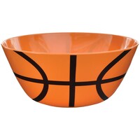 Basketball Ball Inspired Round Plastic Reusable Melamine Serving Bowl, 13-in, for Basketball-Themed Party/Sports Front_Elevated