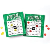 Football Bingo Game Set, Includes Cards & Markers, 10-pk, English, Football Party Game Composite_or_Mixed