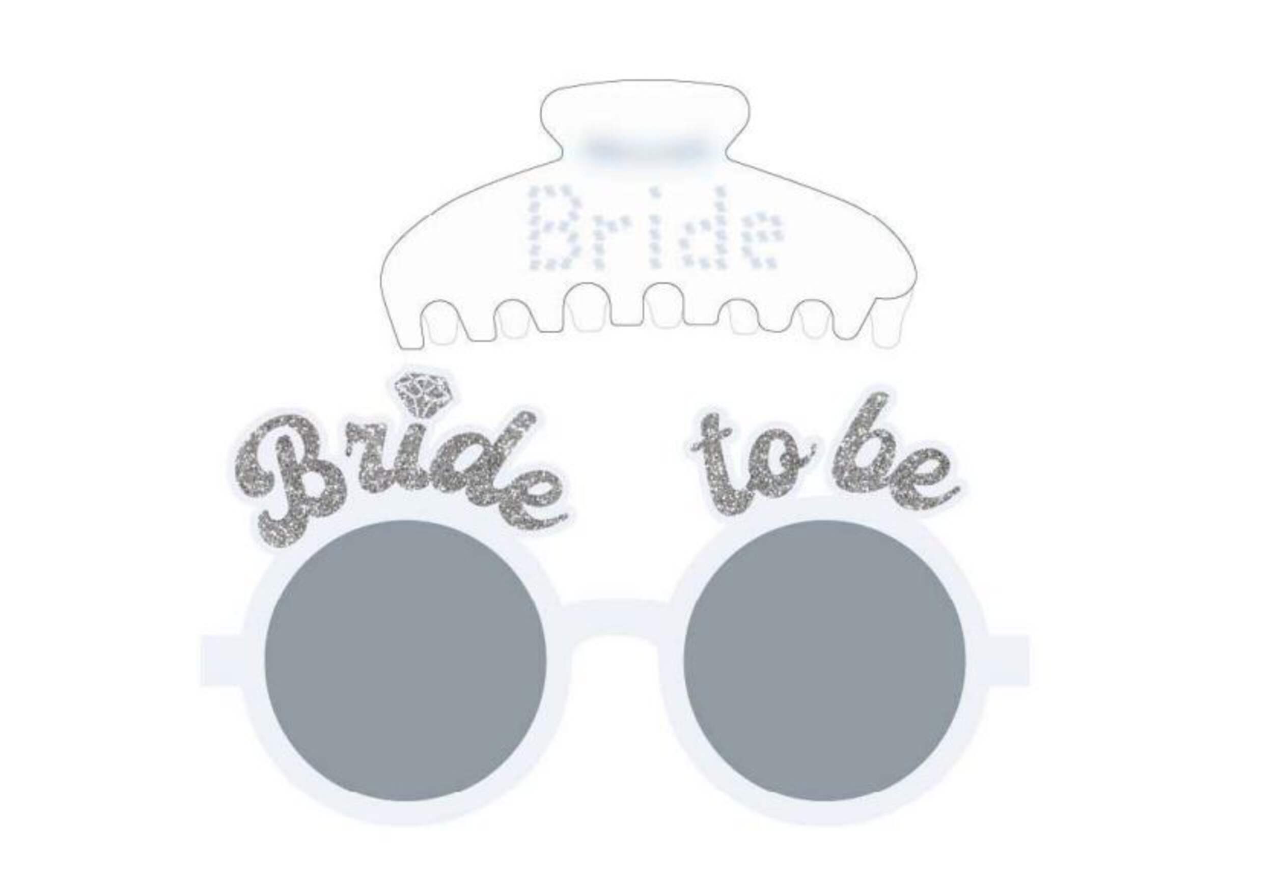 Bride Claw Hair Clip & Bridal Sunglasses Set, 2-pc Front_Flat