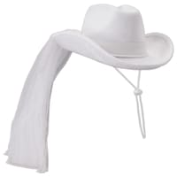 Western Bride Hat, White Front_Three_Fourths_Angled_Right