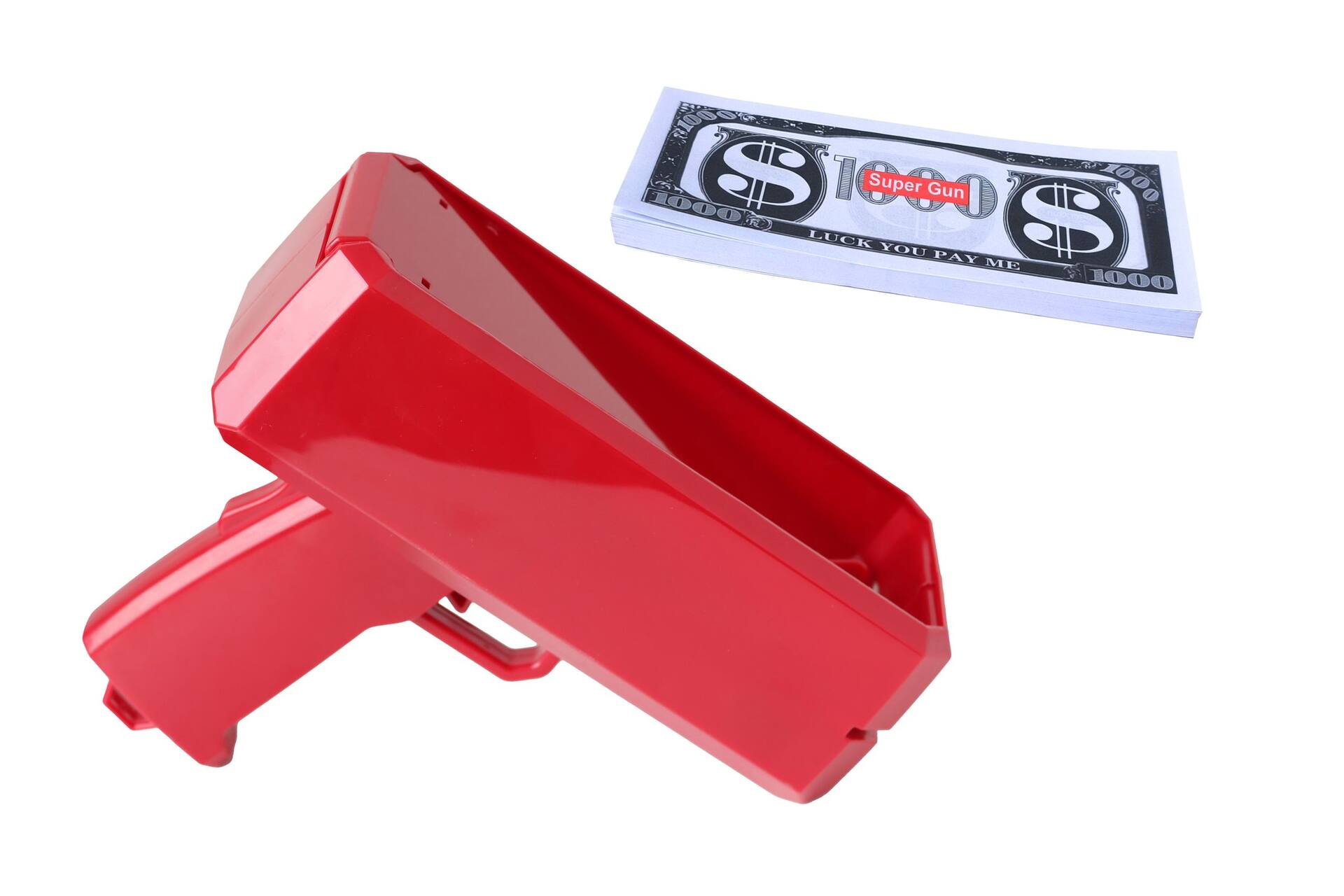 Plastic Party Super Money Gun, Red, Ages 6+ | Party City
