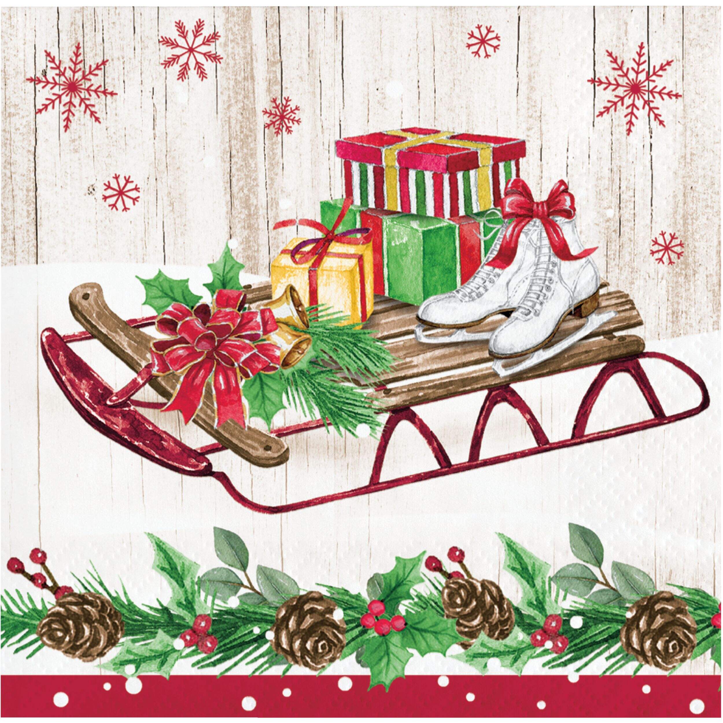 Christmas Vintage Beverage Napkins, 16-pk Front_Flat