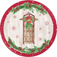 Christmas Vintage Lunch Plates, 7-in, 8-pk Overhead_Flat