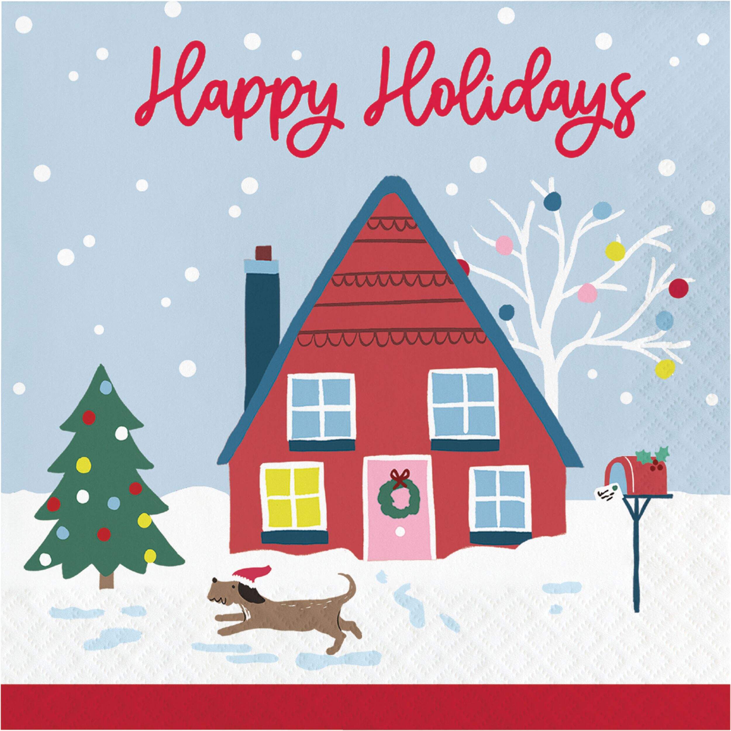 Serviettes à dîner de village de Noël, paq. 16 Front_Flat