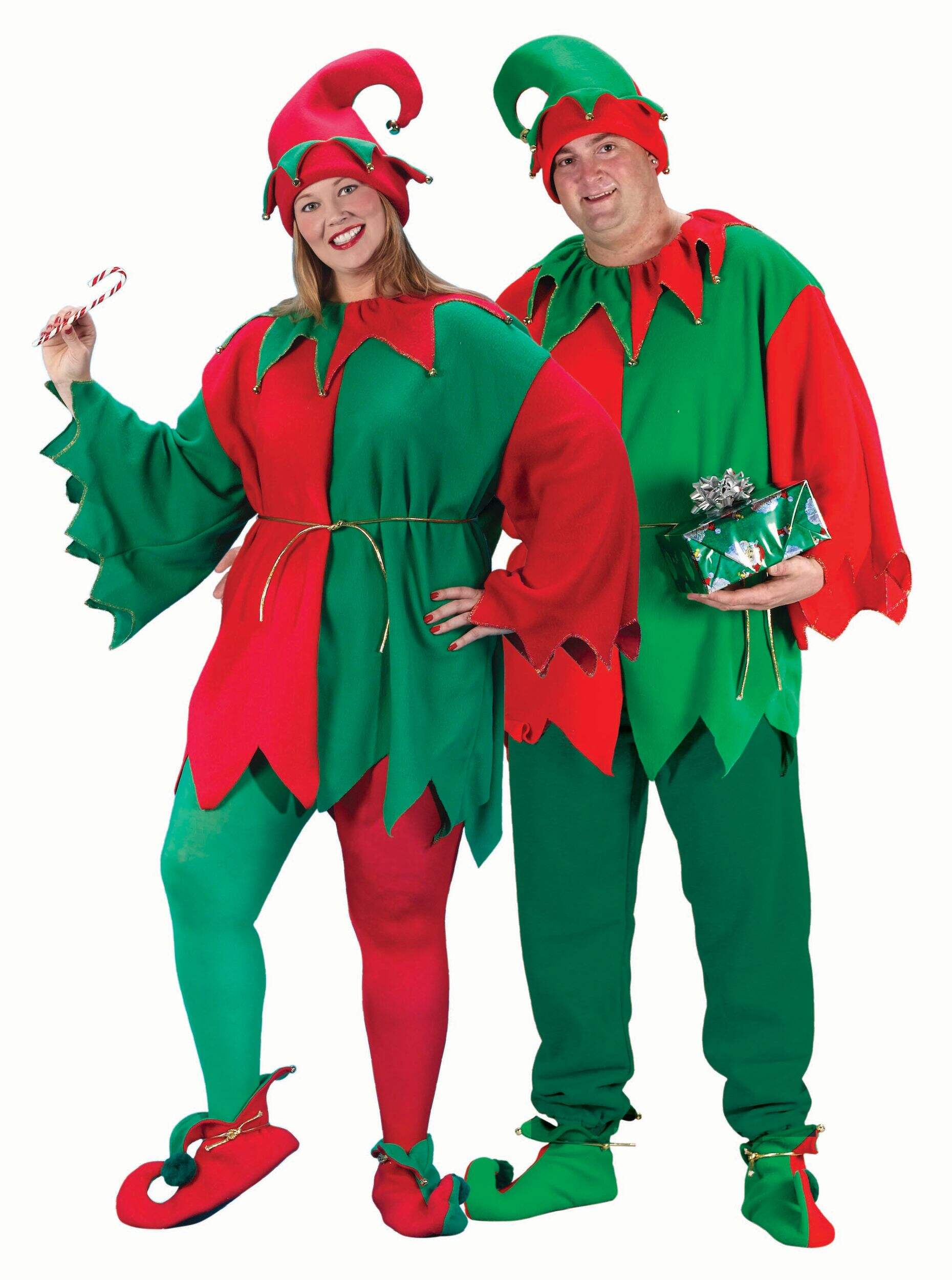 Adult Christmas Elf Costume Set, Plus Size Front_Flat