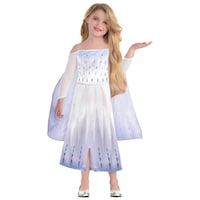 Costume Disney La Reine des neiges 2 Elsa, tout-petits et enfants, robe de reine bleue, choix de tailles Front_Flat