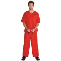 Amscan Prison Inmate Halloween Costume, Orange Outfit with Shirt & Pants, Adult, Assorted Sizes Front_Flat