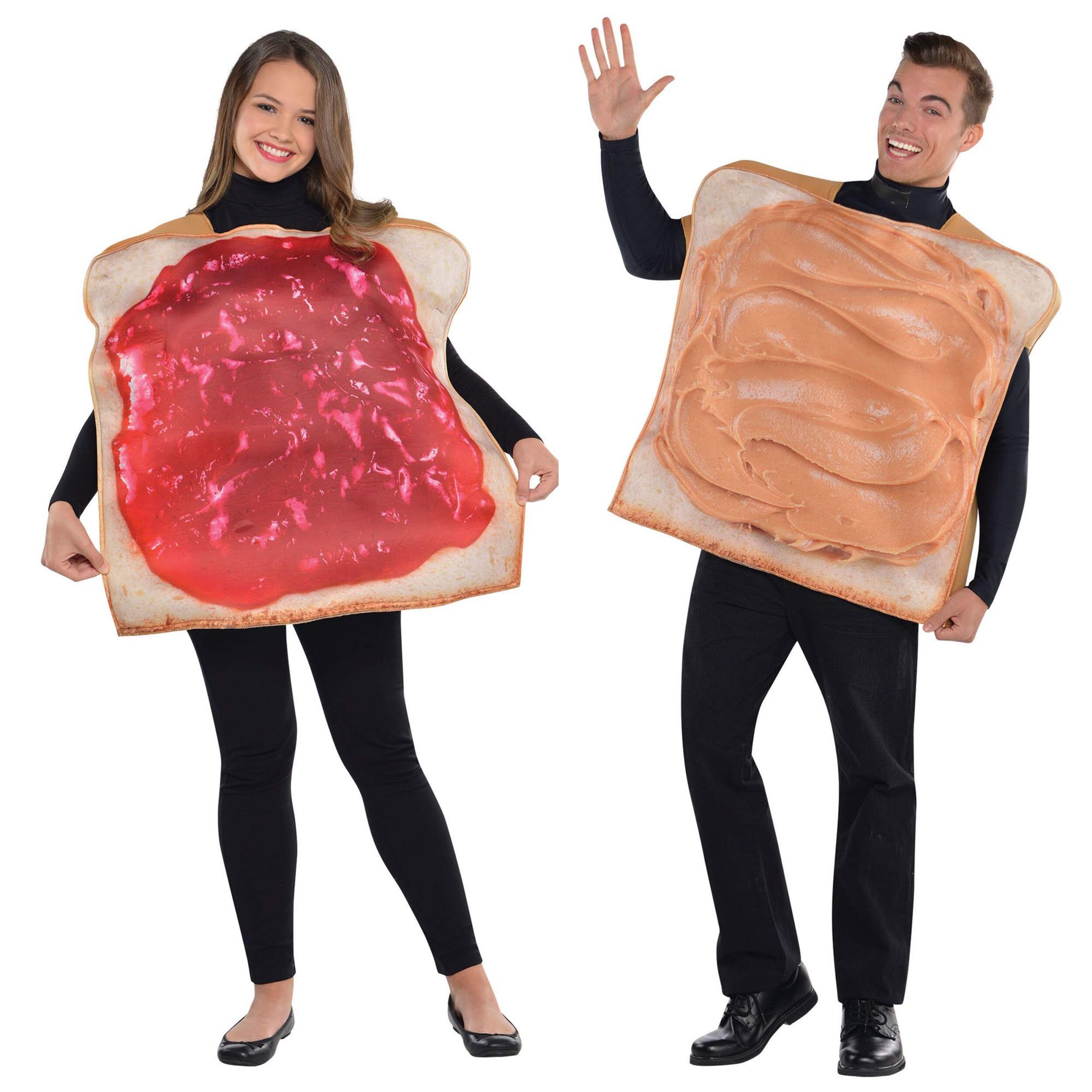 Adult Peanut Butter & Jelly Red/Brown Tunic Couples Halloween Costume, One Size Front_Flat