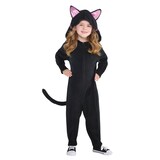 Toddler & Kids' Cat Black Jumpsuit with Hood Halloween Costume, Assorted Sizes Front_Flat