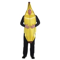 Adult Banana Yellow Tunic with Hood Halloween Costume, One Size Front_Flat