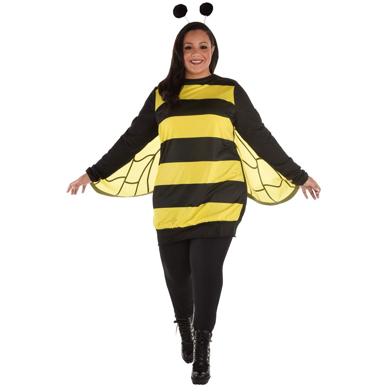 Women's Bumblebee Yellow/Black Dress with Wings Headband