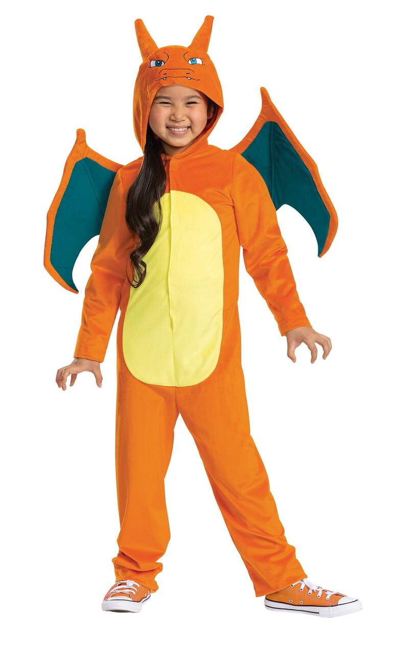 Costumes d'Halloween combinaison Pokémon Dracaufeu de luxe, enfants, grand