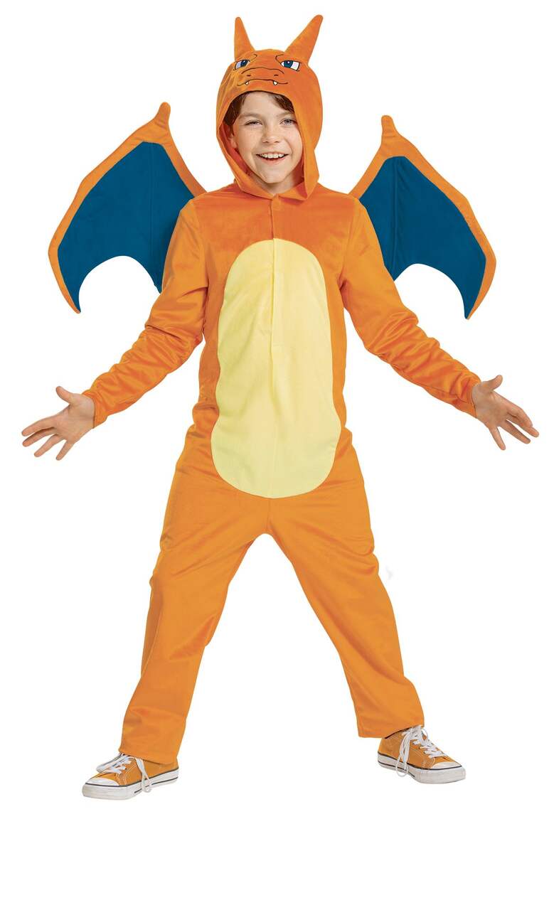 Costumes d'Halloween combinaison Pokémon Dracaufeu de luxe, enfants, moyen