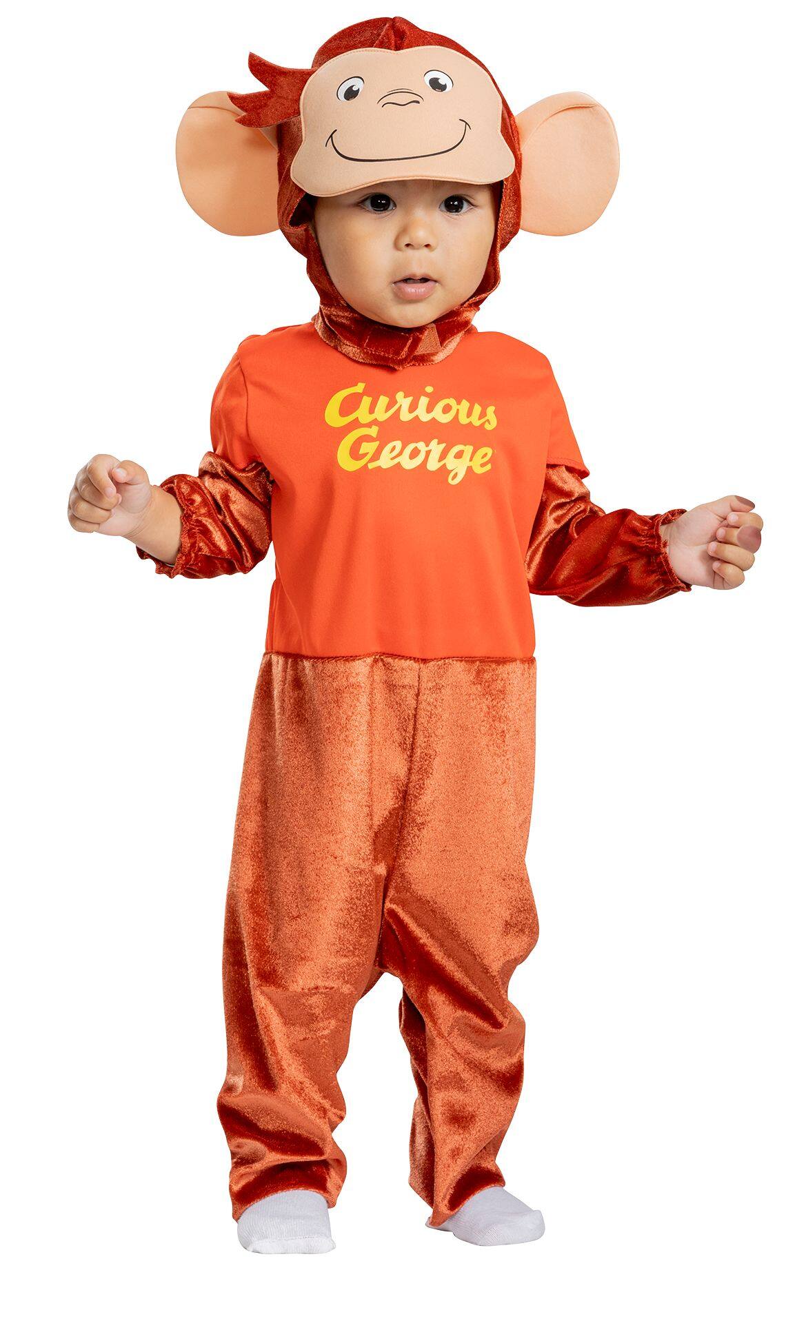 Toddler Curious George Brown Orange Jumpsuit Halloween Costume with Hood More Options Available Party City