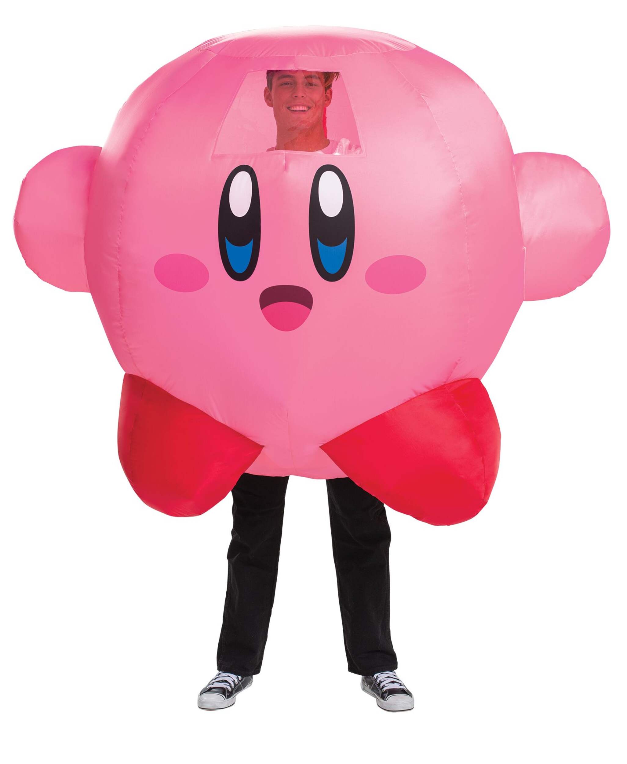 Costume d'Halloween gonflable rose de Kirby Nintendo Super Mario Bros pour adultes, standard Front_Flat