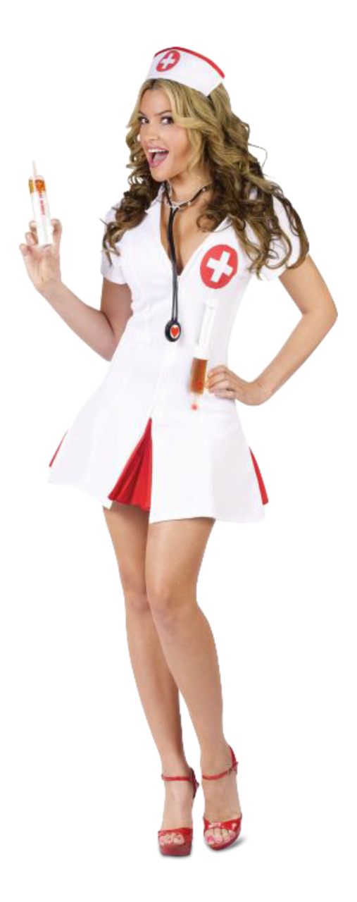 Adult Say Ahhh! Nurse White/Red Dress Halloween Costume, More Options  Available